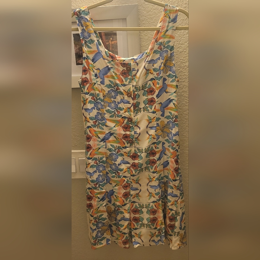 Dancing Days By‎ Banned Retro Hummingbird Floral Print Romper Sz Med